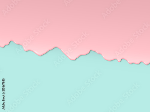 Vector art design in 3D style. Pink glaze flowing along the turquoise edge of the cake photo