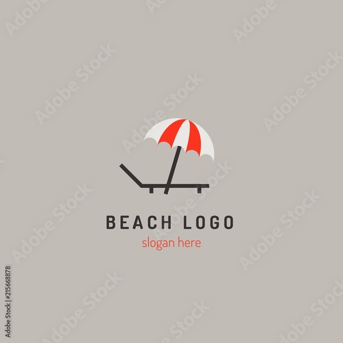 Beach logo for beach clubs, hotels, travel companies. Summer holidays design for labels, badges, emblem, vector illustration