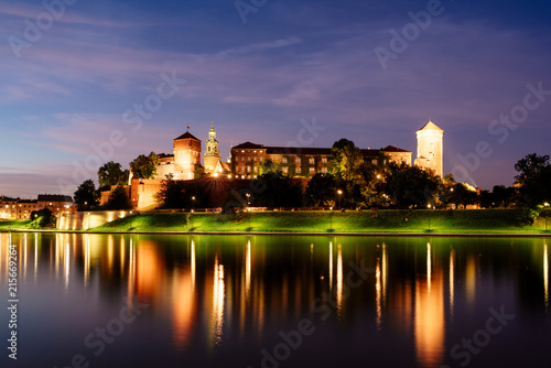  The Wawel Royal Castle and Cathedral Basilica in Krakow  Poland.  Wawel Royal Castle is a the UNESCO World Heritage