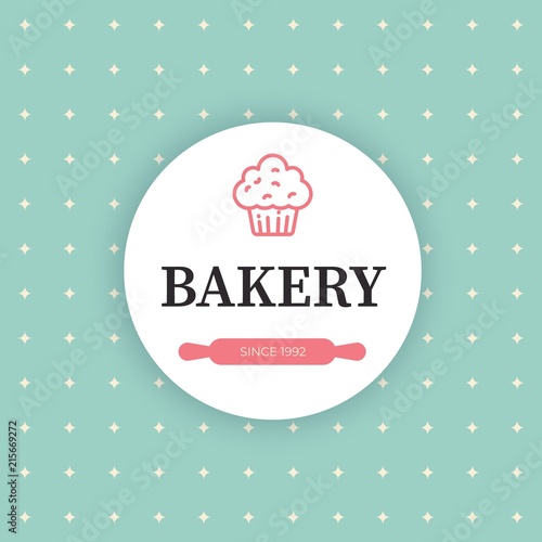 Vector logo of bakery and pastries for labels, badges, emblems, bakeshop and companies. Illustration of cupcake, baking logo design