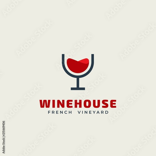 Vector wine logo. Design template of wine glass for brand, icon, badge or label for winery, Vineyard or company