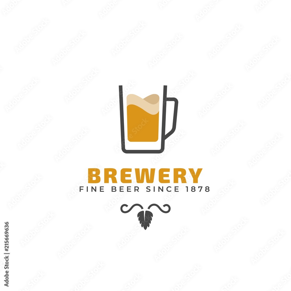 Vector beer logo. Design template of beer glass for brand, icon, badge or label for bars, pubs and company