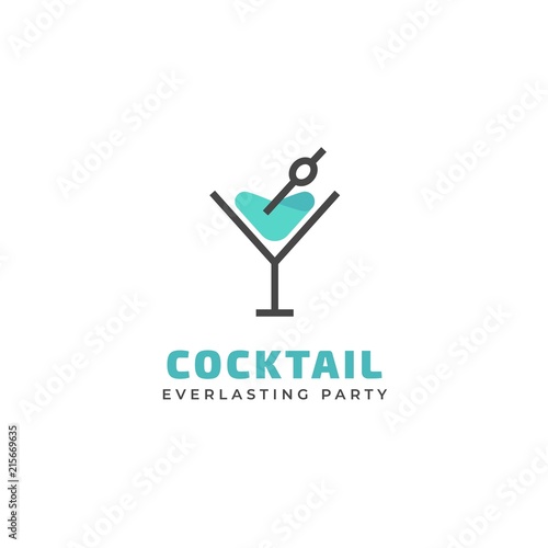 Vector cocktail logo. Design template of vermouth glass for brand, icon, badge or label for bars, pubs and company