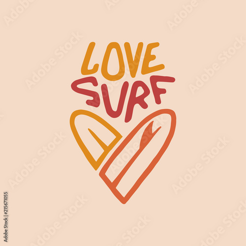Hand drawn surfing related quote. Vector vintage illustration.