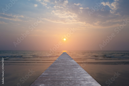 wooden bridge for walkway into the sea