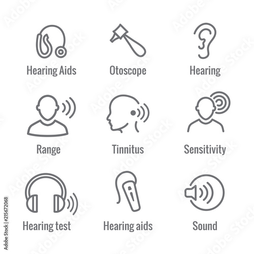Hearing Aid or loss with Sound Wave Images Set