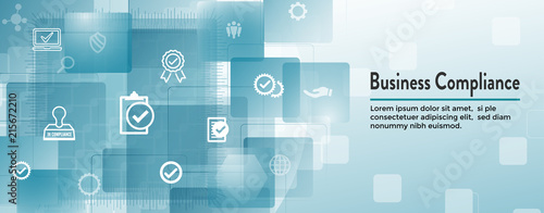 In compliance web banner - icon set that shows a company passed inspection