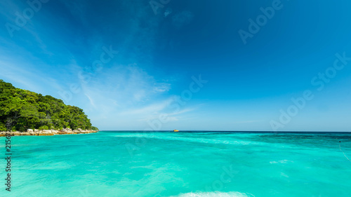 Wonderful turqoise sea at Andaman sea, Beautiful beach and gentle wave at Surin Island, Thailand © peangdao