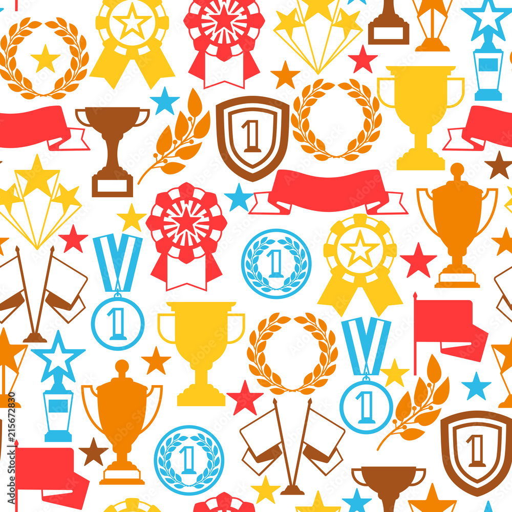 Awards and trophy seamless pattern. Awards and trophy seamless pattern.