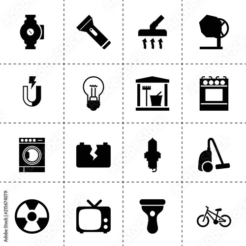 Set of 16 electric filled icons