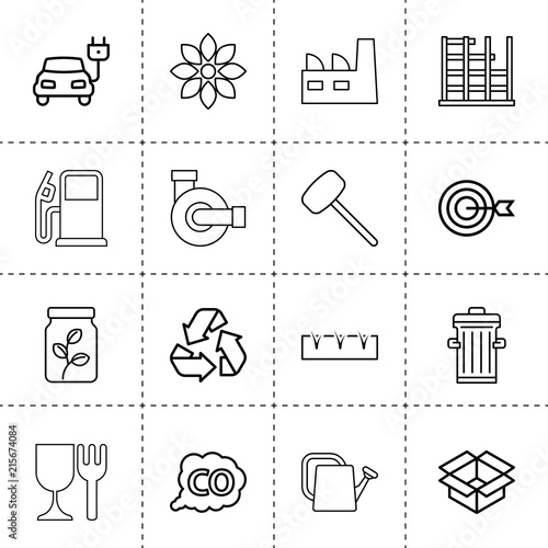 Set of 16 environment outline icons