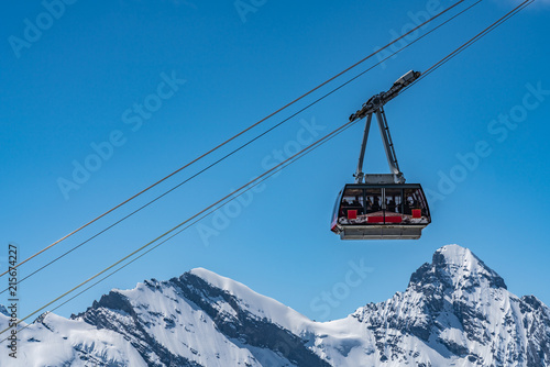 Shilthorn, view on Alps and Gondola