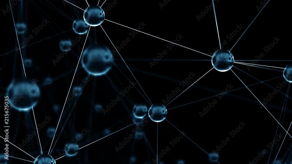Blue glass spheres connected network. Seamless loop animation Blue glass spheres connected network. Seamless loop animation