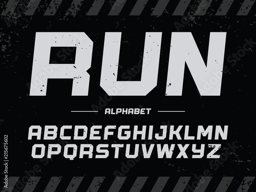Modern professional vector alphabet with latin letters. Run typeface