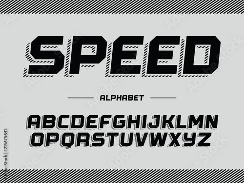 Modern professional vector alphabet with latin letters. Speed typeface