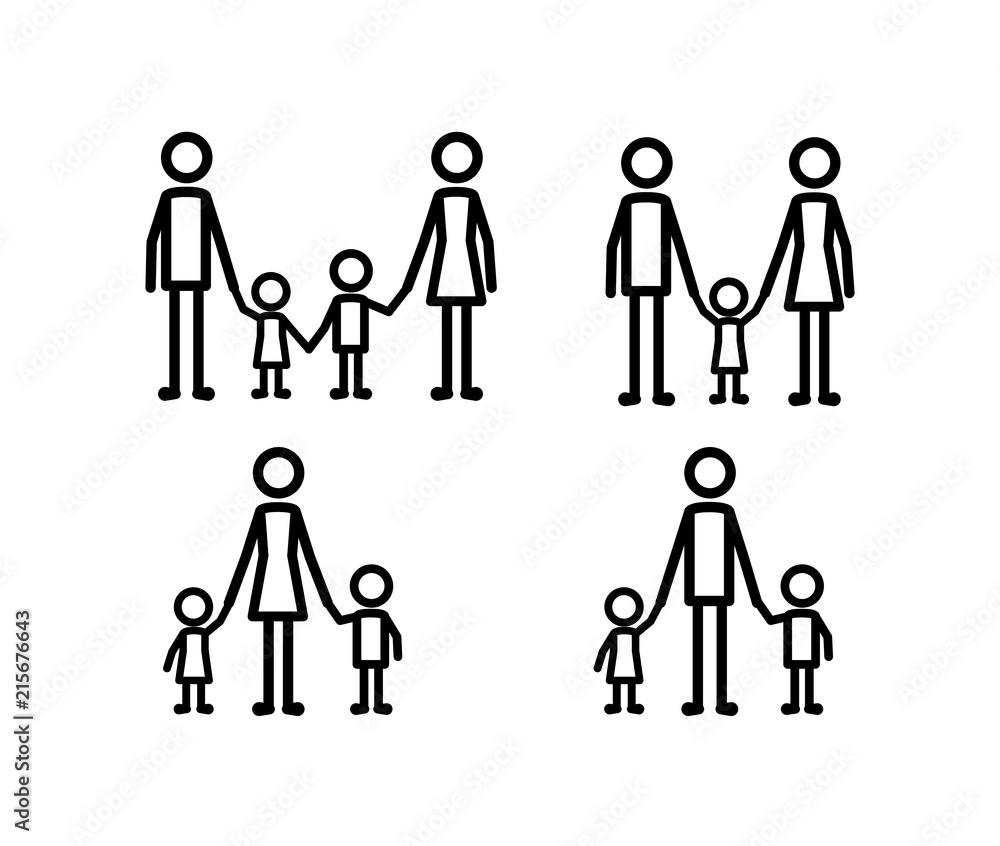 family members set lines figures vector illustration design family members set lines figures vector illustration design