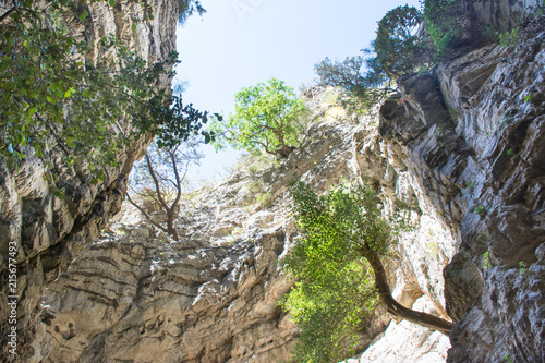 view of the sky between the rocks in the Imbros gorge