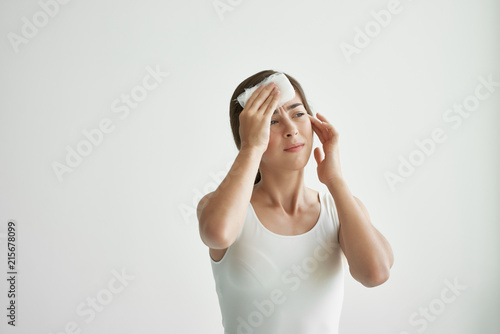 woman with a headache has flu