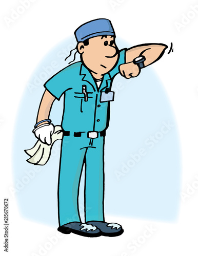 Medico  viendo la hora reloj