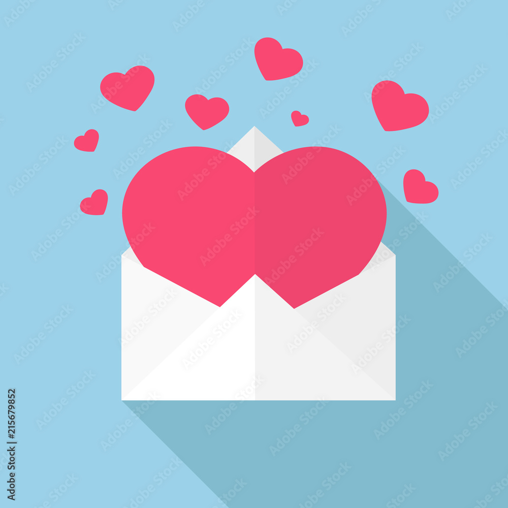 An image of a large pink heart in an envelope An image of a large pink heart in an envelope