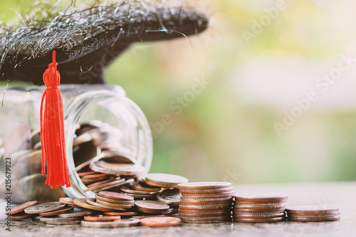 Stack of money and the glas...
