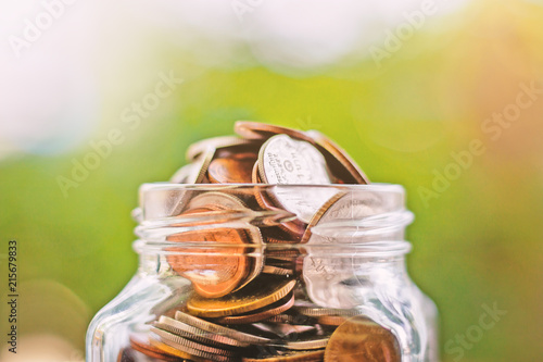 Coins in the glass jar agai...