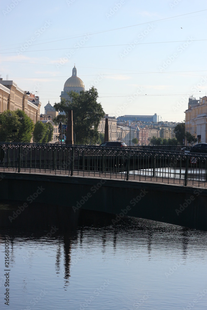 View to Bridge of Kisses on river Moyka, Saint Petersburg, Russia
