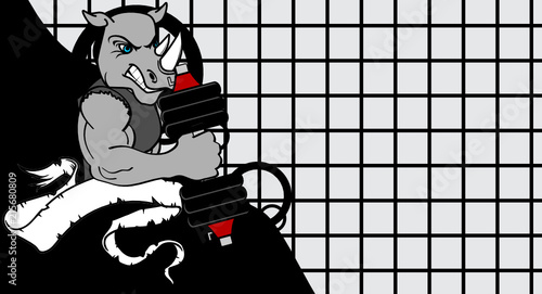 muscle rhino cartoon fitness weight training gym in vector format 