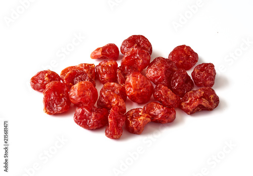 Dried cherry tomatoes isolated on white background