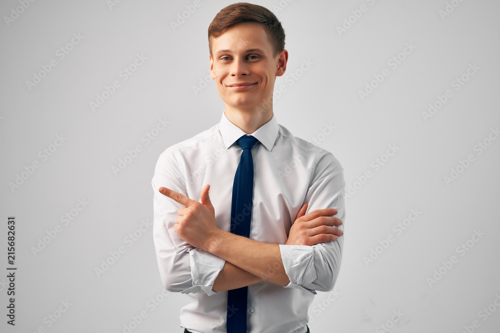 business man points his finger to a free place business man points his finger to a free place