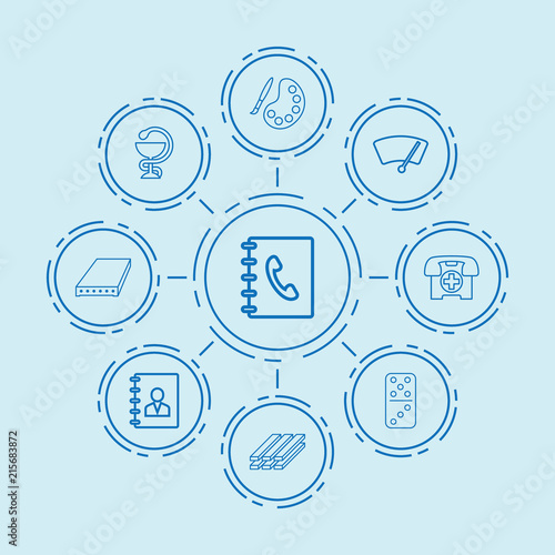 Set of 9 gray outline icons