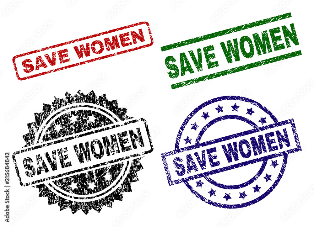 SAVE WOMEN seal prints with distress texture. Black, green,red,blue vector rubber prints of SAVE WOMEN label with corroded texture. Rubber seals with round, rectangle, rosette shapes. SAVE WOMEN seal prints with distress texture. Black, green,red,blue vector rubber prints of SAVE WOMEN label with corroded texture. Rubber seals with round, rectangle, rosette shapes.