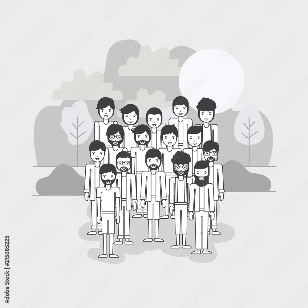 group of young men in the field vector illustration design group of young men in the field vector illustration design