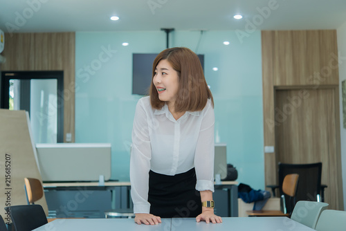 Beautiful asian woman working in a office Thailand people Business woman work at company