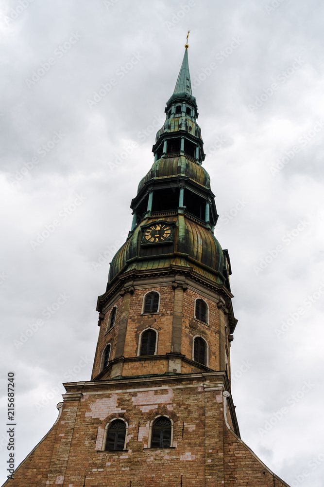 Bell Tower of Cathedral, Dome of Riga, Latvia, July 25, 2018 Bell Tower of Cathedral, Dome of Riga, Latvia, July 25, 2018