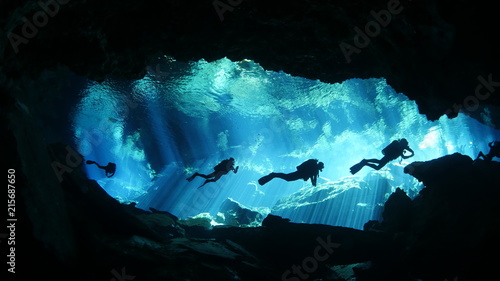 Diving in cenote photo
