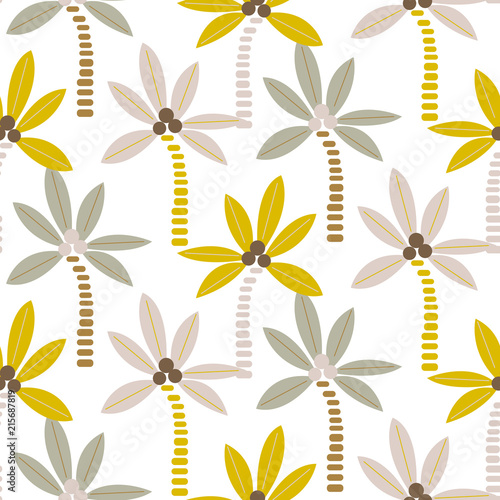 Palm tree cute exotic seamless vector pattern texture.