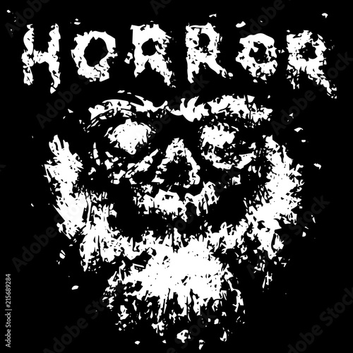 Horrible bearded ghost face of Santa. Vector illustration.