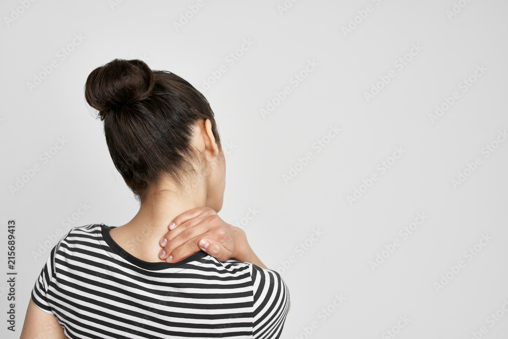 woman sore neck health treatment woman sore neck health treatment