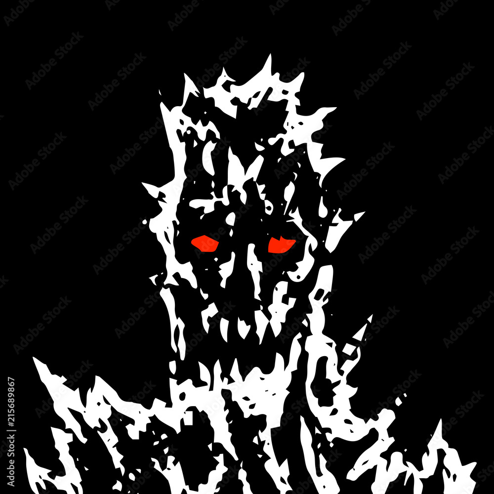 Satanic monster face with sharp thorns. Vector illustration.