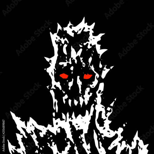 Satanic monster face with sharp thorns. Vector illustration.