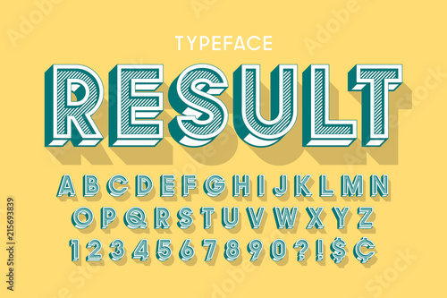 Vitage 3d display font design, alphabet, letters