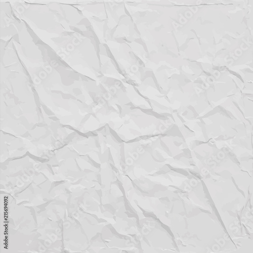 White wrinkled paper texture, abstract vector background
