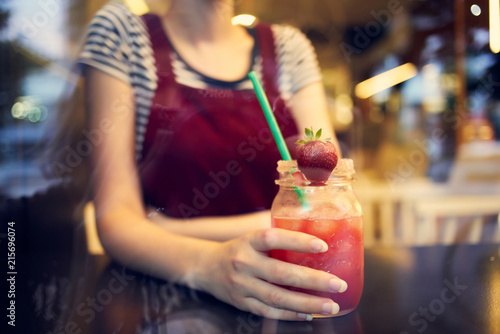 young woman with cocktail