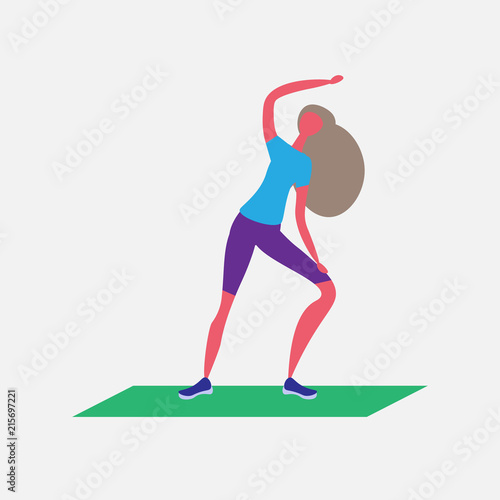 woman doing aerobic exercises cartoon character sport female activities isolated healthy lifestyle concept full length flat vector illustration