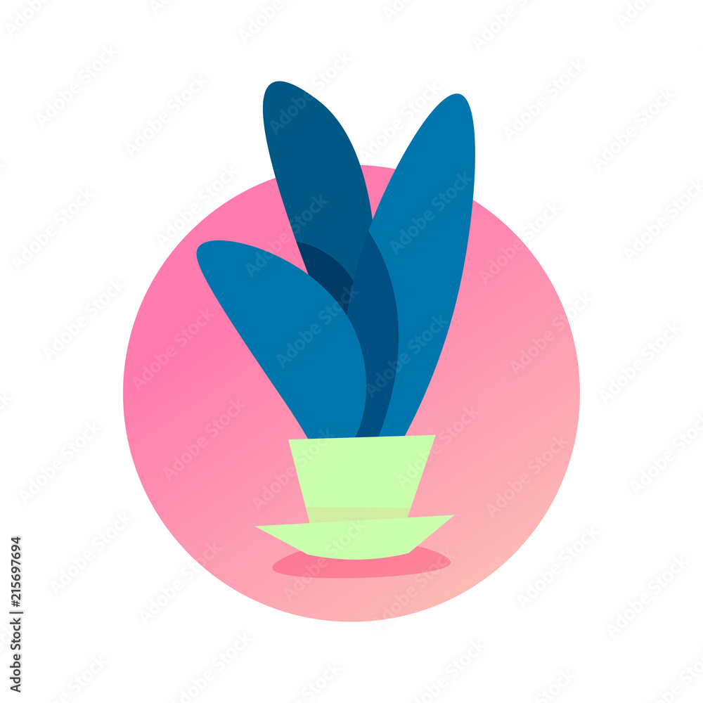 Domestic potted plant cute isolated round frame Domestic potted plant cute isolated round frame
