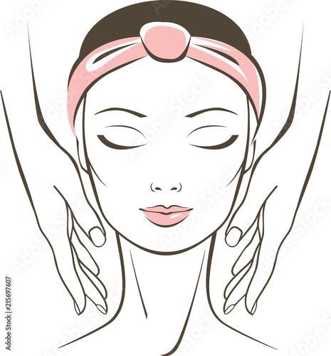 Face massage in spa salon