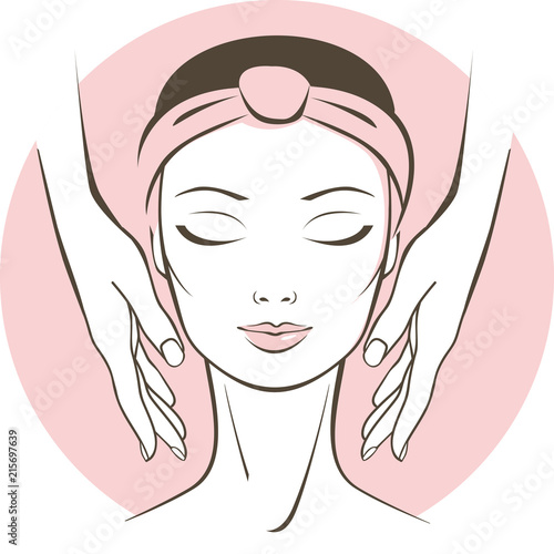 Female face treatment in spa salon