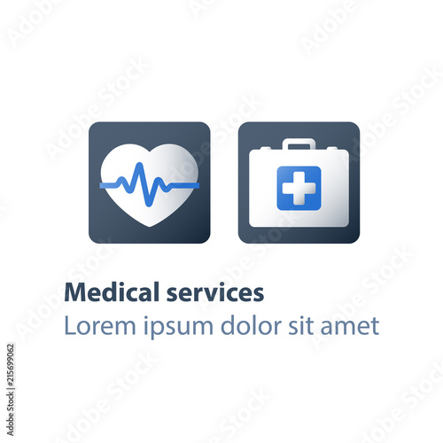 Wallpaper Mural Cardiovascular disease check up, first aid kit, doctor's bag with cross, health insurance program, medical services, heart stroke Torontodigital.ca