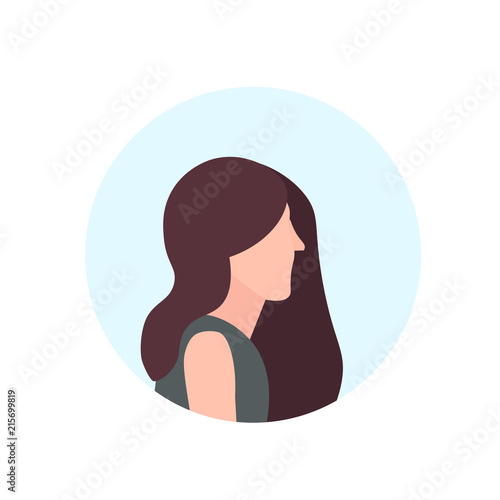 brown hair woman profile avatar isolated female cartoon character portrait flat vector illustration